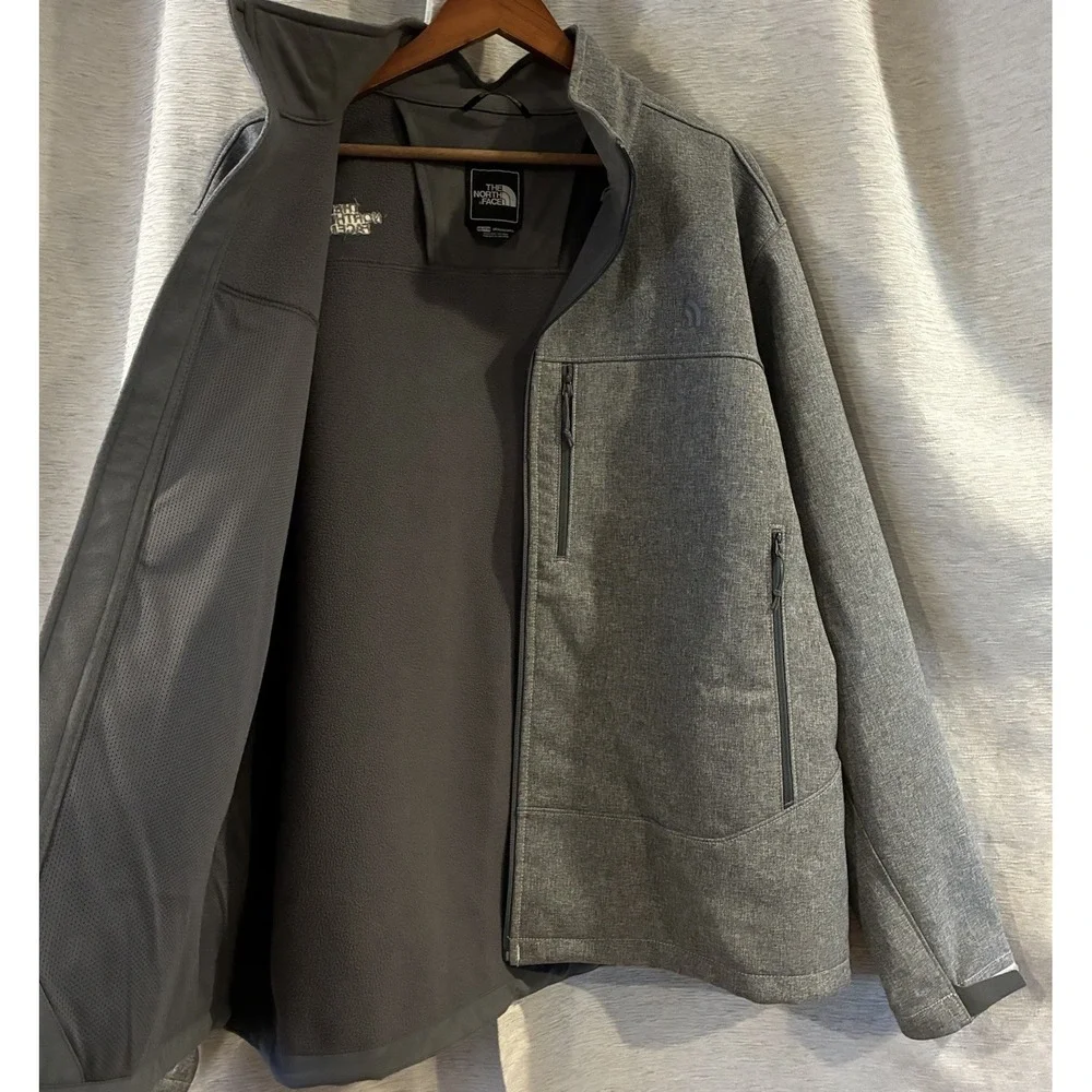 The North Face Jacket Mens XL Gray Apex Bionic Windwall Fleece Lined Coat Zip Up